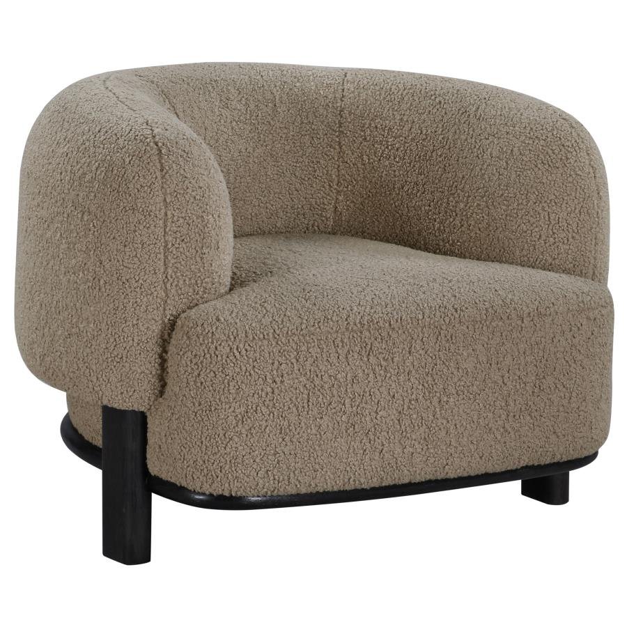 LAWLER UPHOLSTERED BARREL BACK ACCENT CHAIR MUSHROOM