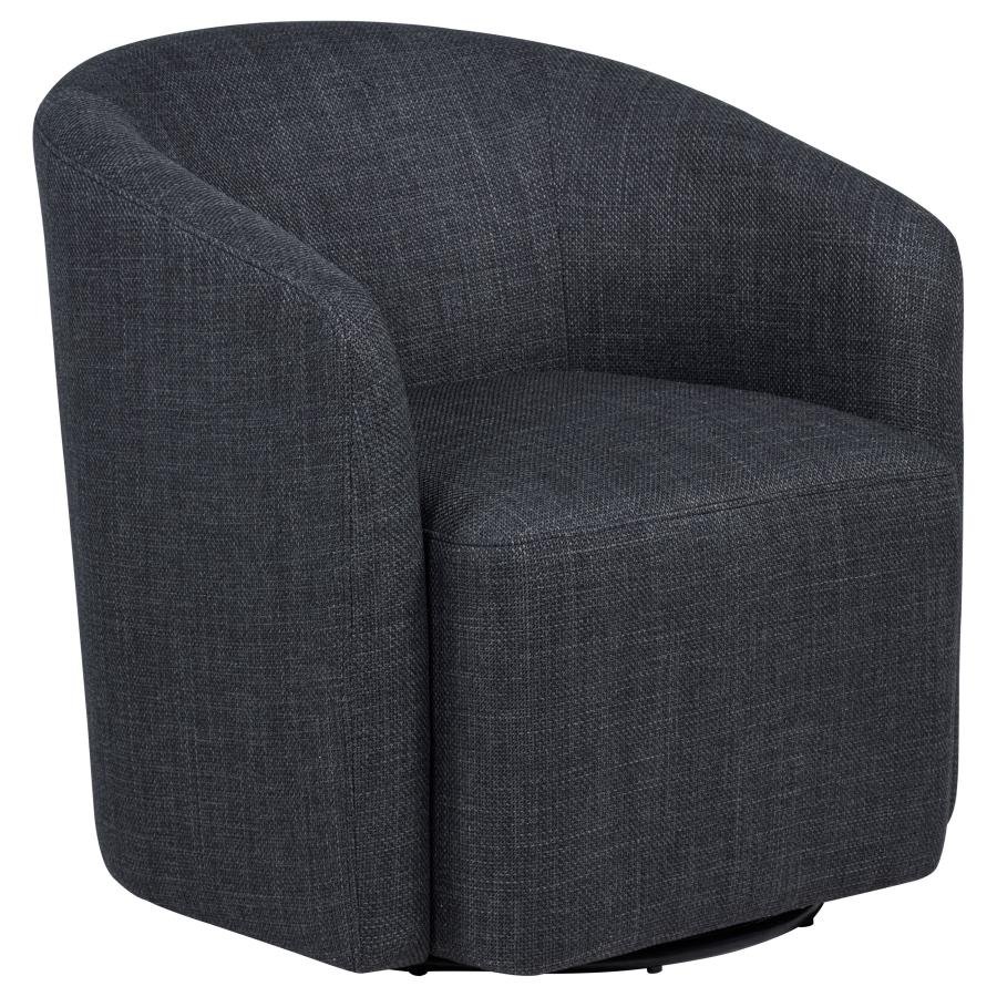 MOSSBROOK FABRIC UPHOLSTERED SWIVEL ACCENT CHAIR ANTHRACITE