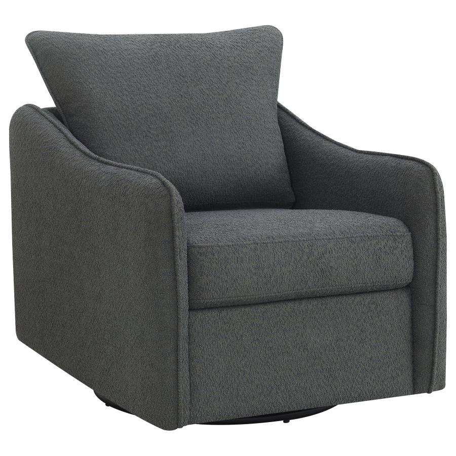 MADIA UPHOLSTERED SLOPED ARM SWIVEL GLIDER CHAIR CHARCOAL