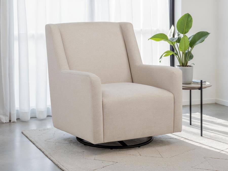 SORREL FABRIC UPHOLSTERED SWIVEL GLIDER ARM CHAIR LATTE - Image 2