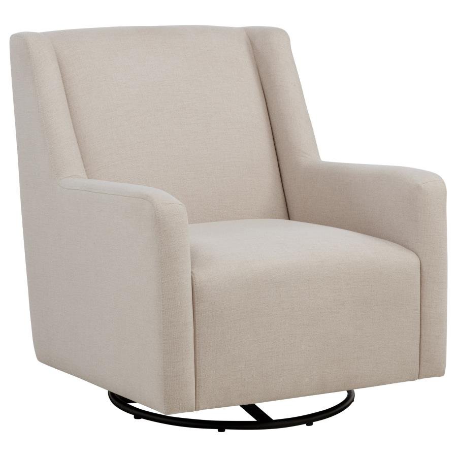 SORREL FABRIC UPHOLSTERED SWIVEL GLIDER ARM CHAIR LATTE