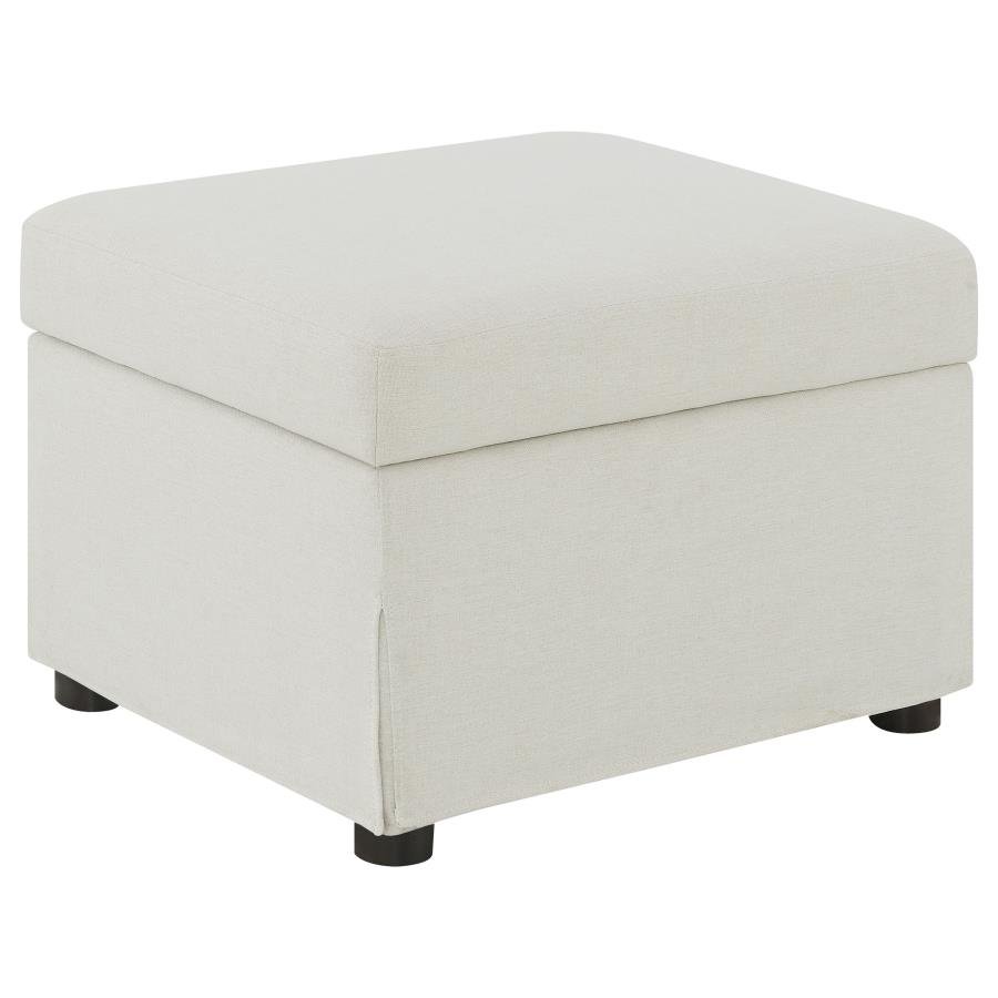 WINTER UPHOLSTERED HYDRAULIC LIFT TOP STORAGE OTTOMAN BEIGE