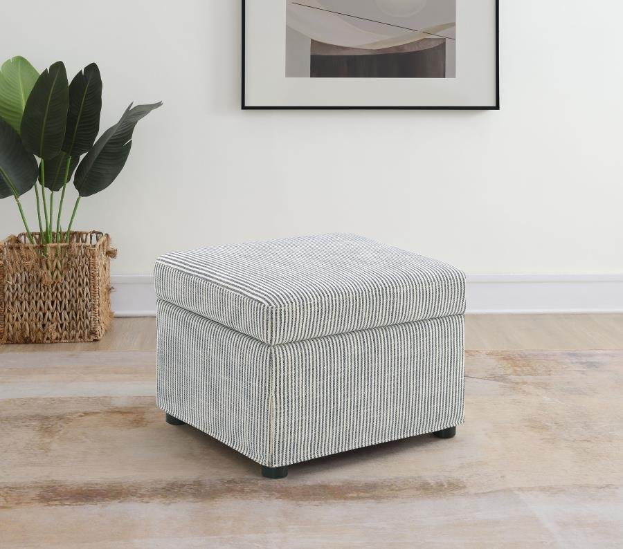 WINTER UPHOLSTERED HYDRAULIC LIFT TOP STORAGE OTTOMAN GREY - Image 2