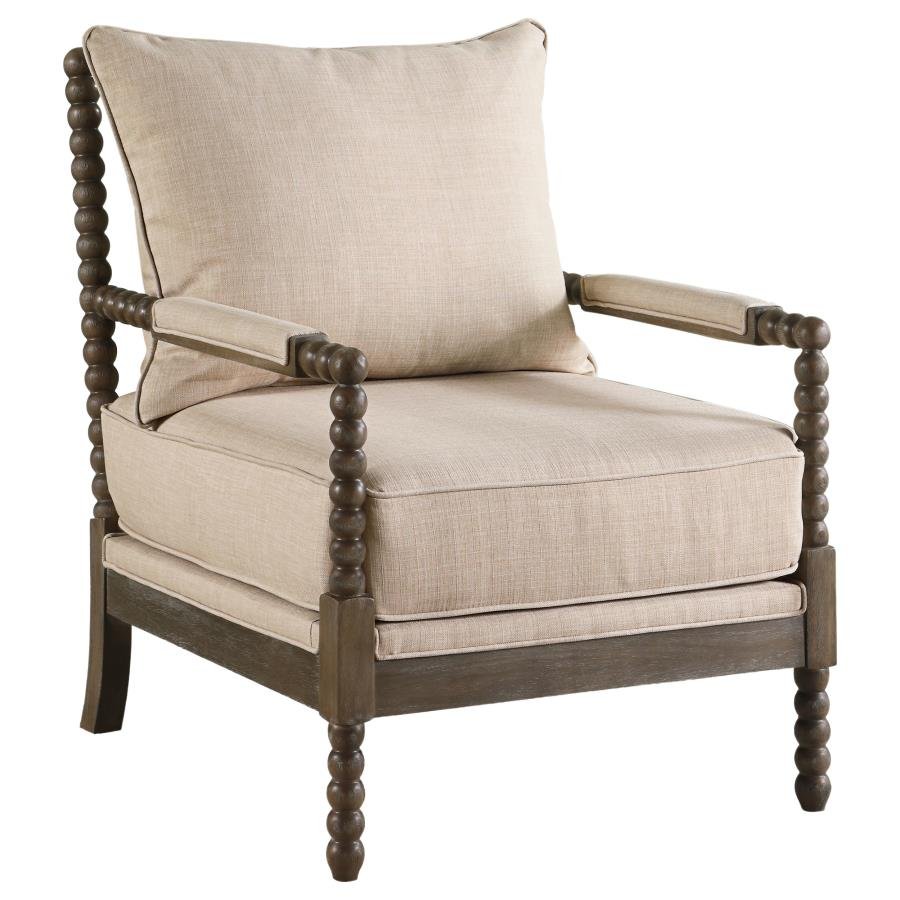BLANCHETT UPHOLSTERED BOBBIN ACCENT CHAIR BEIGE AND NATURAL