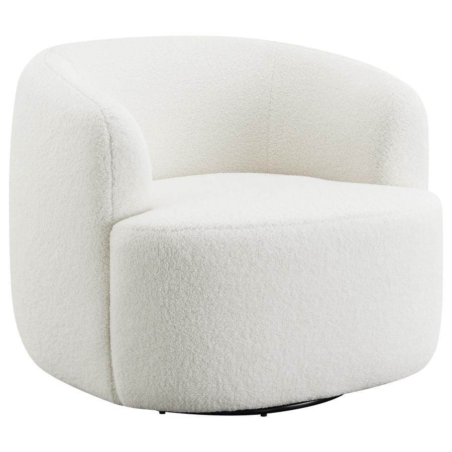 HUDSON FAUX SHEEPSKIN UPHOLSTERED SWIVEL CHAIR NATURAL