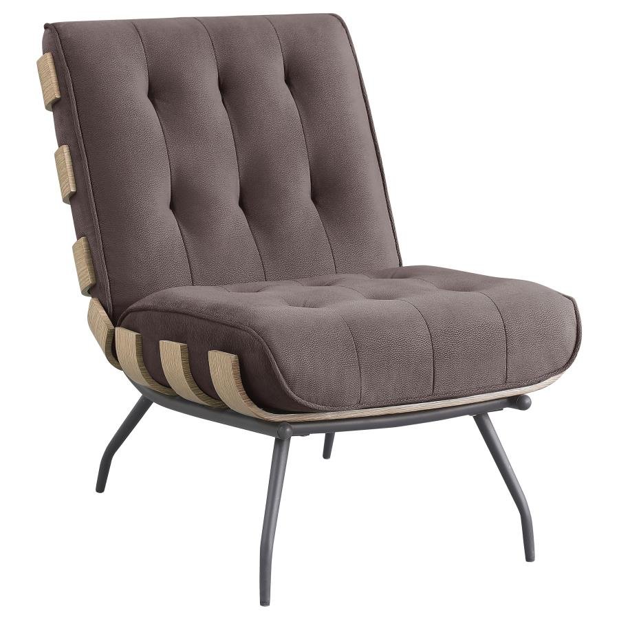 ALOMA UPHOLSTERED TUFTED ARMLESS ACCENT CHAIR BROWN