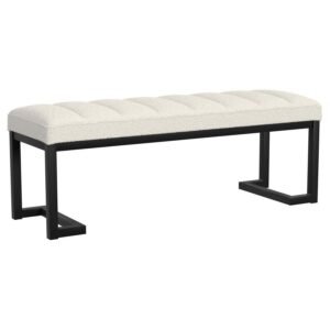 MESA BOUCLE UPHOLSTERED TUFTED ACCENT BENCH VANILLA