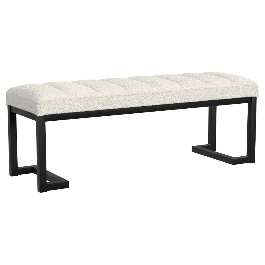 MESA BOUCLE UPHOLSTERED TUFTED ACCENT BENCH VANILLA