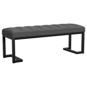 MESA BOUCLE UPHOLSTERED TUFTED ACCENT BENCH CHARCOAL