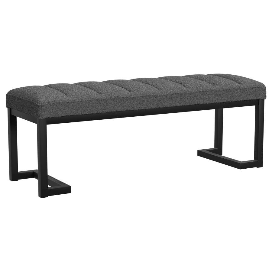 MESA BOUCLE UPHOLSTERED TUFTED ACCENT BENCH CHARCOAL