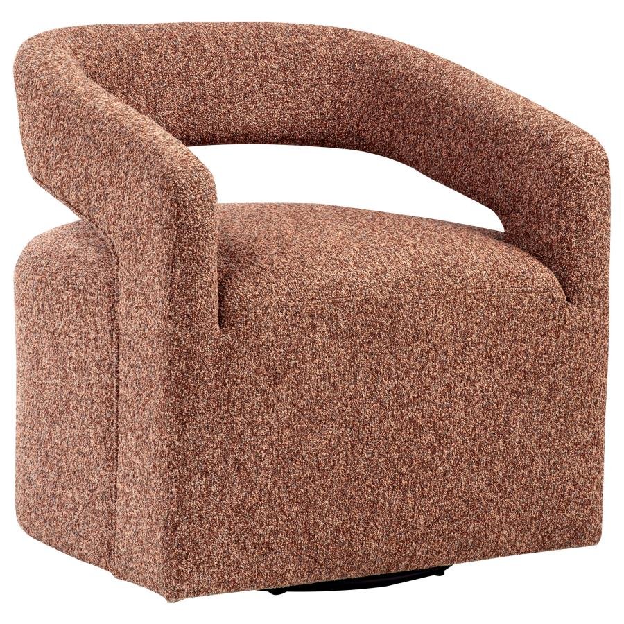 WESTHILL BOUCLE UPHOLSTERED SWIVEL ACCENT CHAIR BERRY