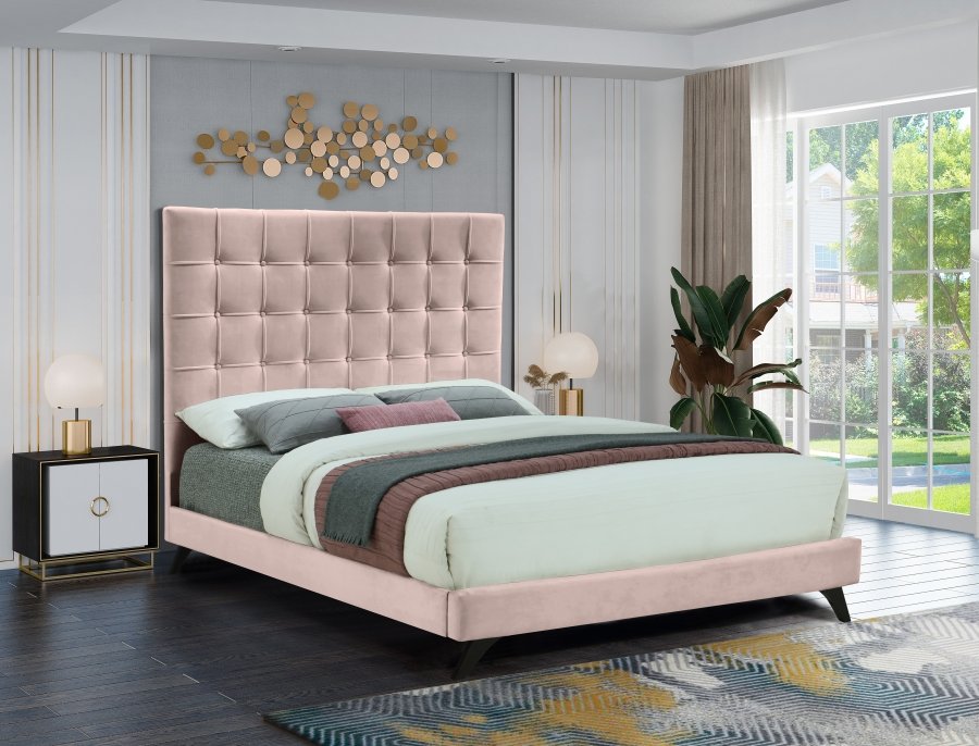 9095-1.jpg Elly Velvet Upholstered Bed - Image 2
