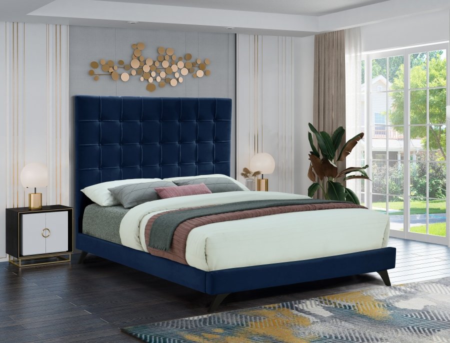9100-1.jpg Elly Velvet Upholstered Bed - Image 2