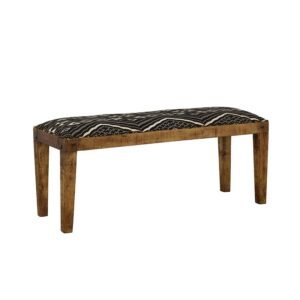 LAMONT FABRIC UPHOLSTERED ACCENT BENCH BLACK AND NATURAL