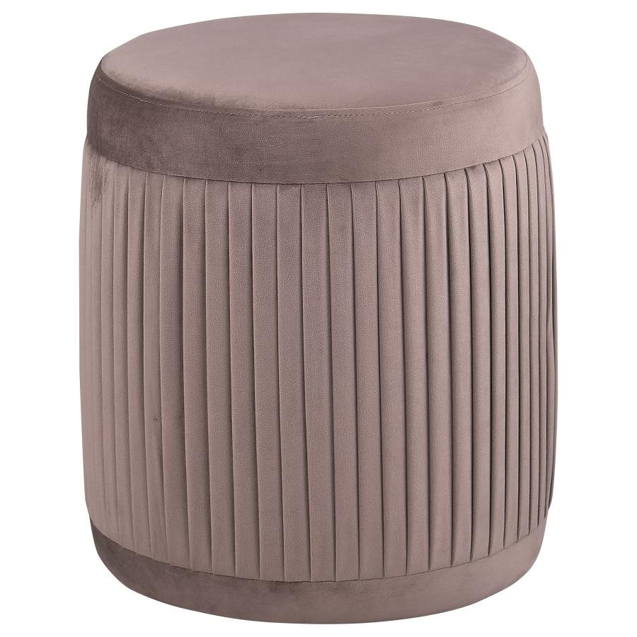 TOVAR ROUND UPHOLSTERED OTTOMAN MAUVE