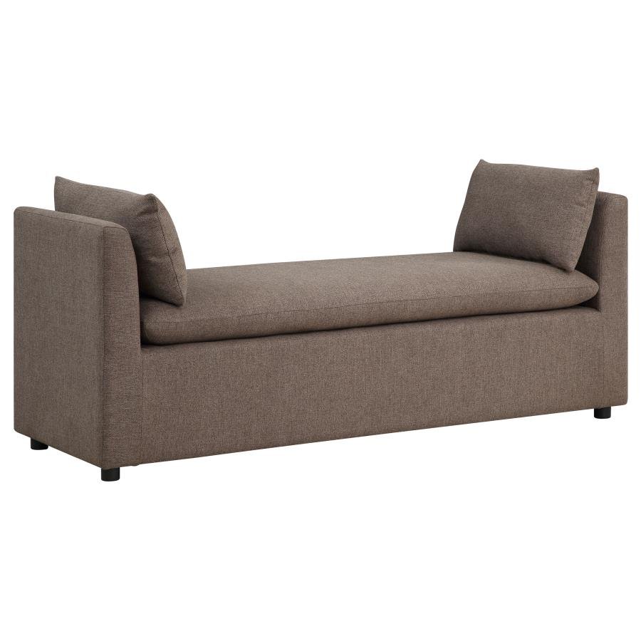 ROBIN UPHOLSTERED ACCENT BENCH WITH ARMRESTS BROWN
