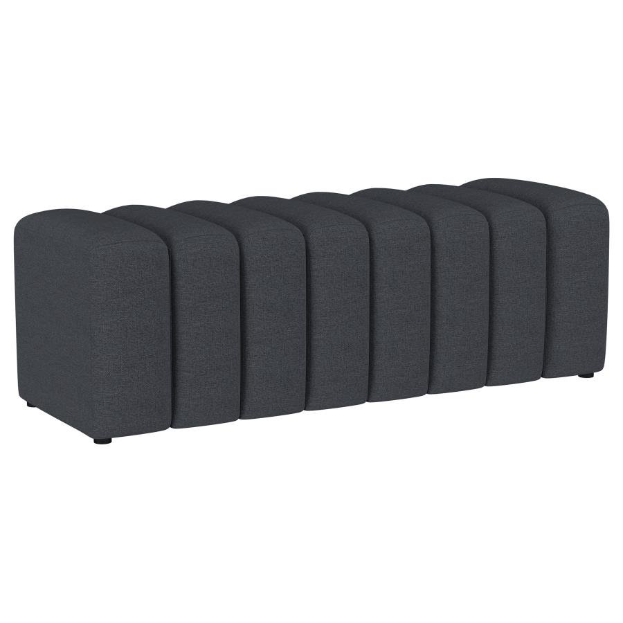 SUMMER FABRIC UPHOLSTERED TUFTED ACCENT BENCH CHARCOAL