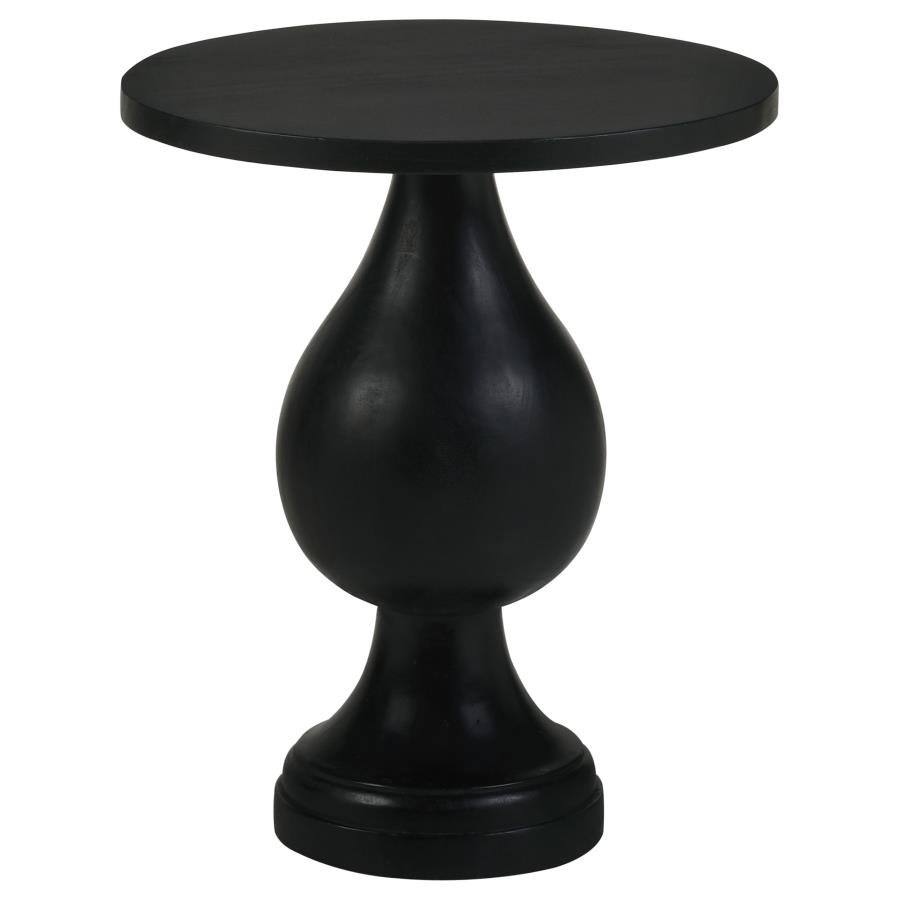 DIANELLA ROUND PEDESTAL BASE ACCENT SIDE TABLE BLACK STAIN