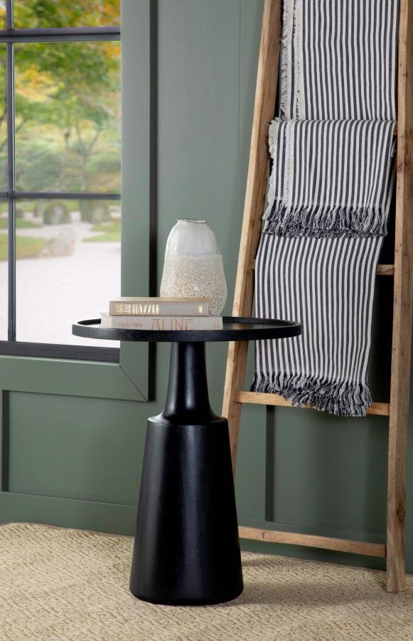 IXIA ROUND SOLID MANGO WOOD ACCENT SIDE TABLE BLACK STAIN - Image 2