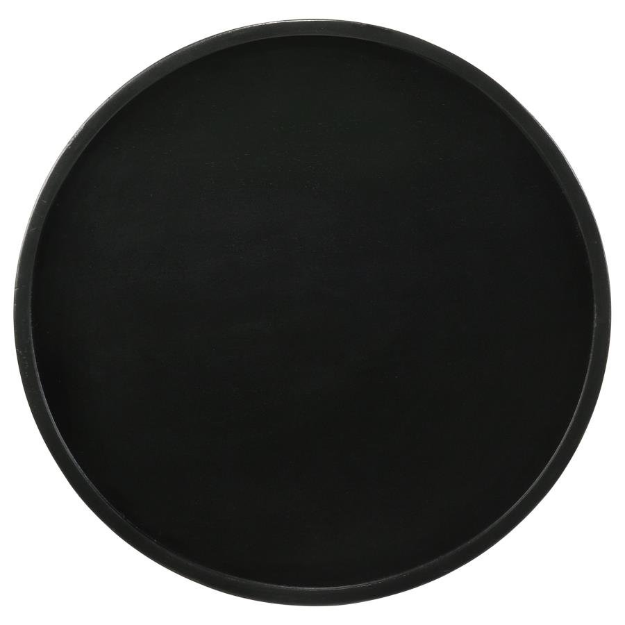 IXIA ROUND SOLID MANGO WOOD ACCENT SIDE TABLE BLACK STAIN - Image 3