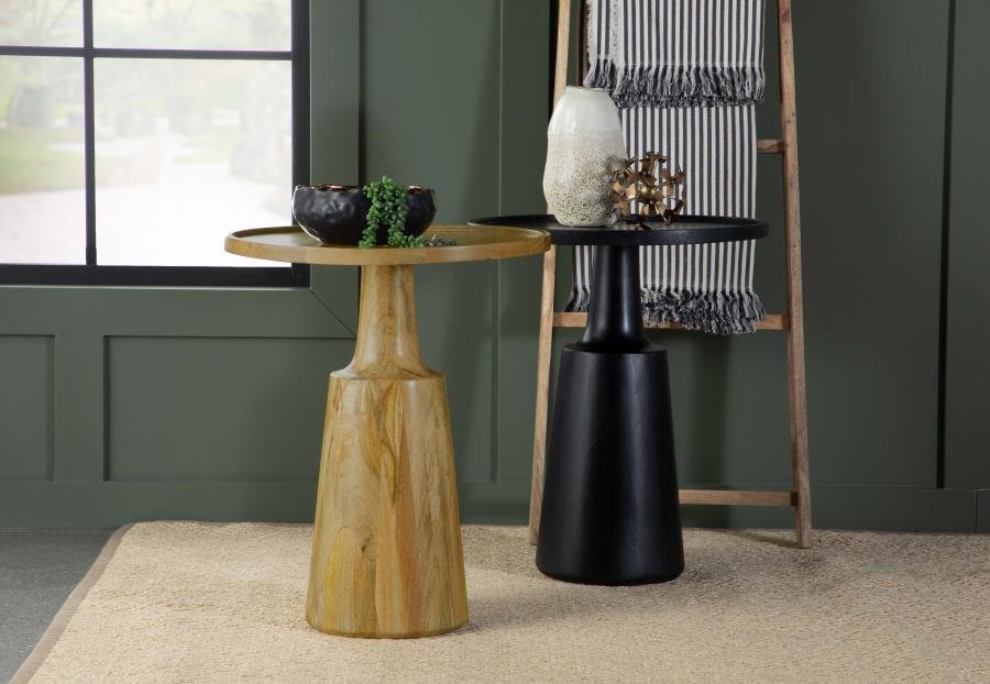 IXIA ROUND SOLID MANGO WOOD ACCENT SIDE TABLE BLACK STAIN - Image 6