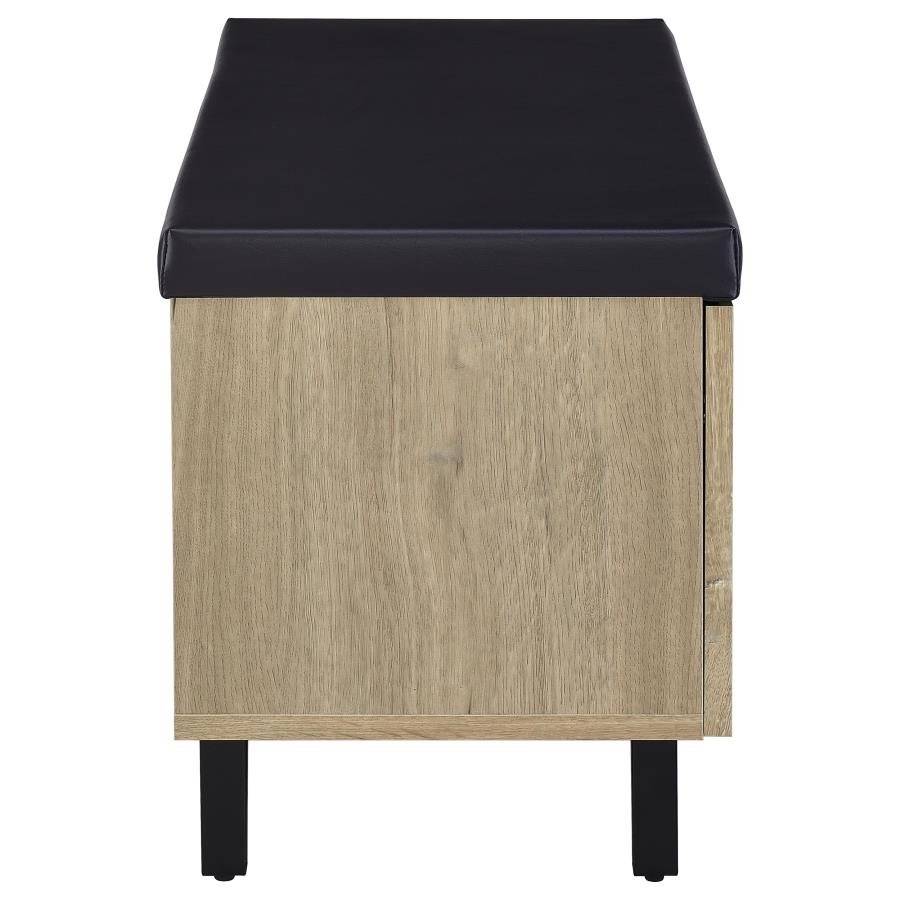 BRIXTON 2-DOOR PADDED ENTRYWAY SHOE STORAGE BENCH WHITE OAK - Image 9