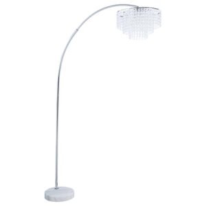 SHIRLEY 86-INCH HANGING CRYSTAL ARC METAL FLOOR LAMP CHROME