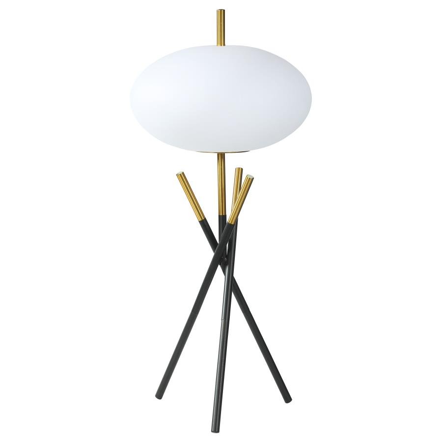 LAYTON WHITE ORB SHADE TRIPOD TABLE LAMP BLACK