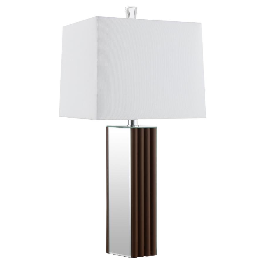 ELENA 30-INCH SQUARE TAPERED MIRRORED TABLE LAMP BROWN