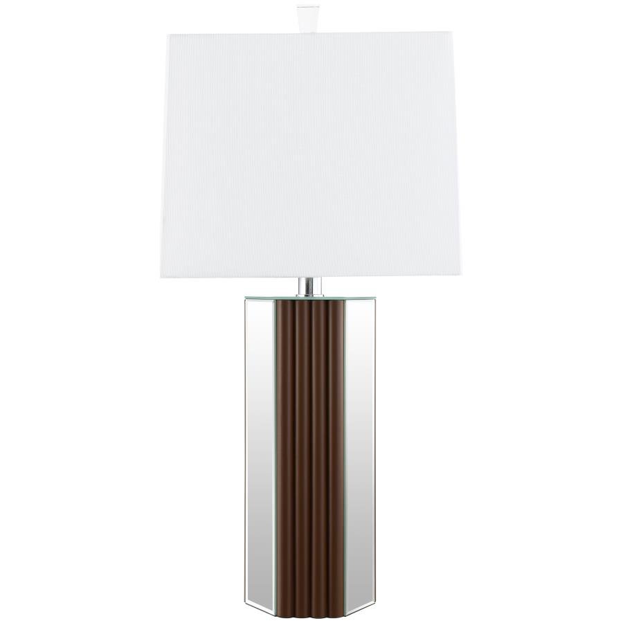 ELENA 30-INCH SQUARE TAPERED MIRRORED TABLE LAMP BROWN - Image 3