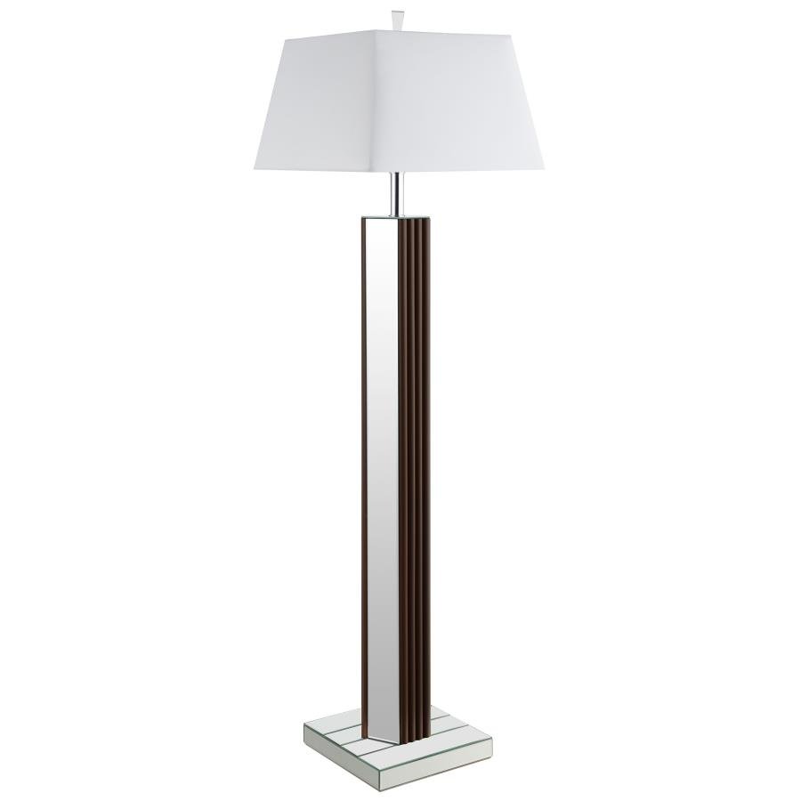 ELENA 67-INCH SQUARE TAPERED MIRRORED FLOOR LAMP BROWN