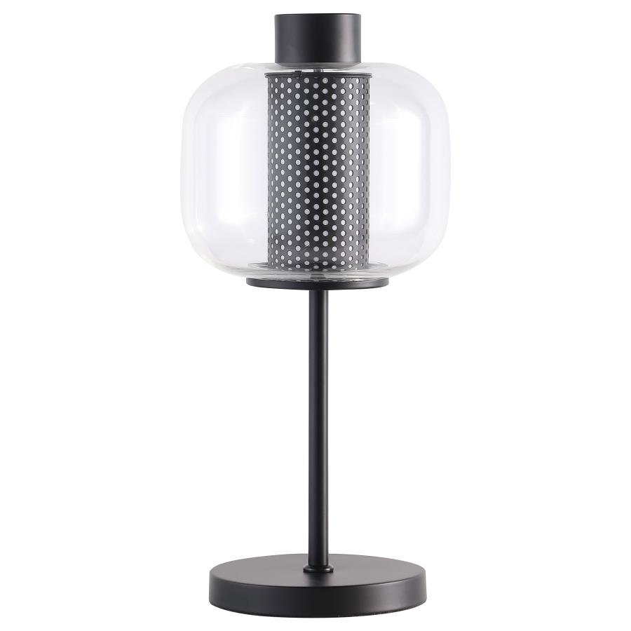 INGRID 22-INCH GLASS SHADE BEDSIDE TABLE LAMP BLACK