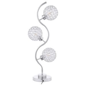 AMBERLEY 33-INCH 3-LIGHT CURVY METAL TABLE LAMP SILVER