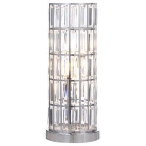WANDA 20-INCH CRYSTAL SHADE BEDSIDE TABLE LAMP SILVER