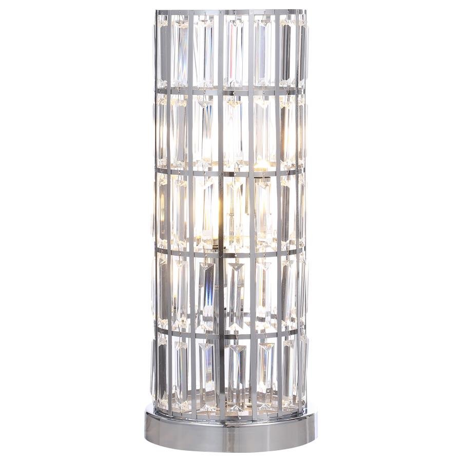 WANDA 20-INCH CRYSTAL SHADE BEDSIDE TABLE LAMP SILVER