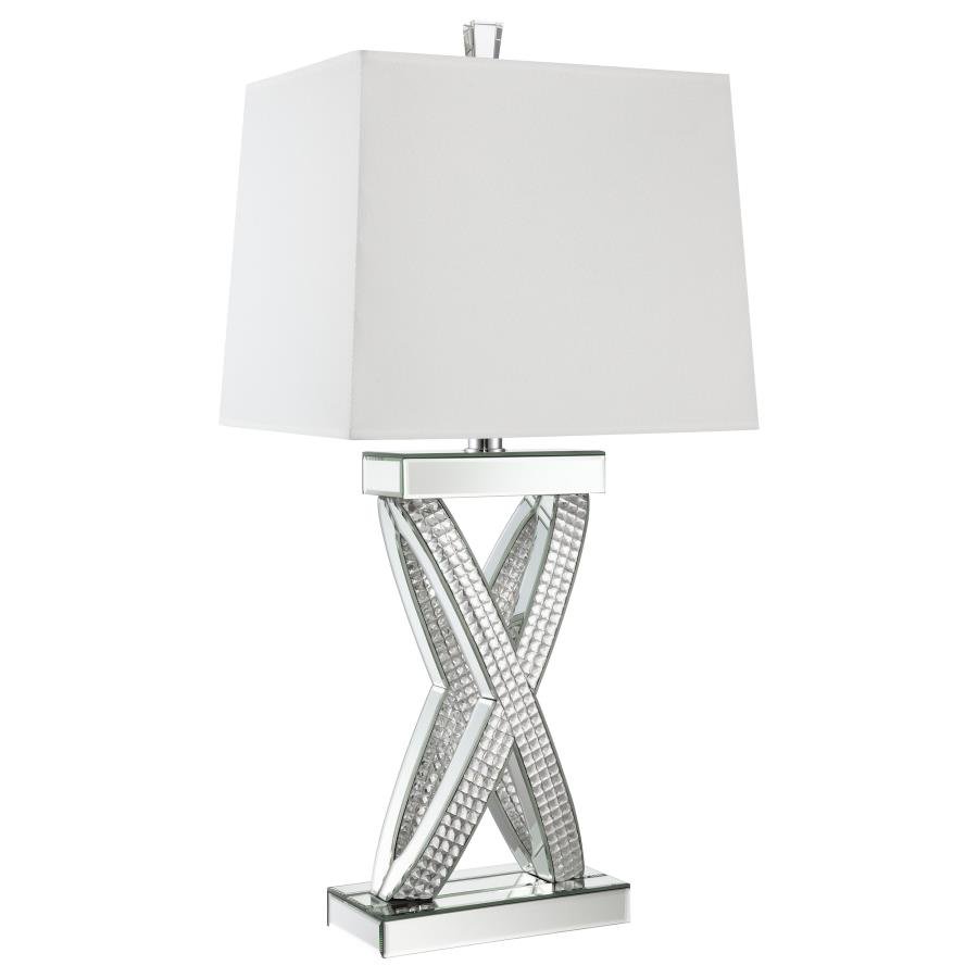 DOMINICK 31-INCH TAPERED MIRRORED ACRYLIC TABLE LAMP SILVER