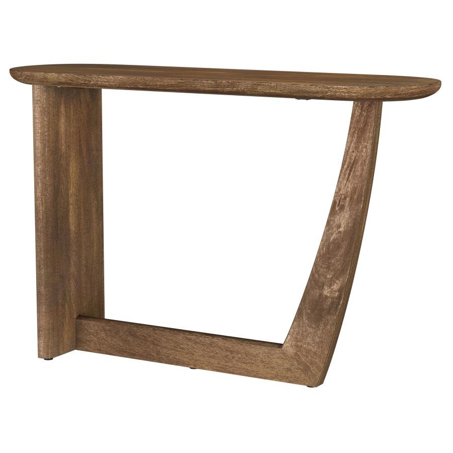 FLETCHER OVAL SOLID MANGO WOOD ENTRYWAY CONSOLE TABLE BROWN