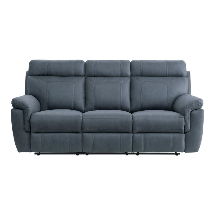9301BUE-3 Double Reclining Sofa with Center Drop-Down Cup Holders