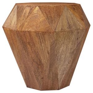 JACINTO OCTAGONAL SOLID MANGO WOOD SIDE TABLE NATURAL BROWN