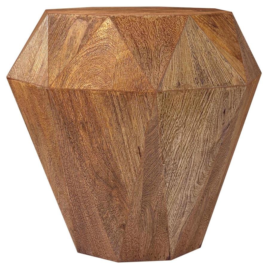 JACINTO OCTAGONAL SOLID MANGO WOOD SIDE TABLE NATURAL BROWN
