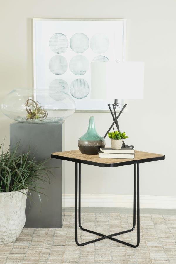 ELYNA SQUARE STONE TOP ACCENT SIDE TABLE BEIGE - Image 2