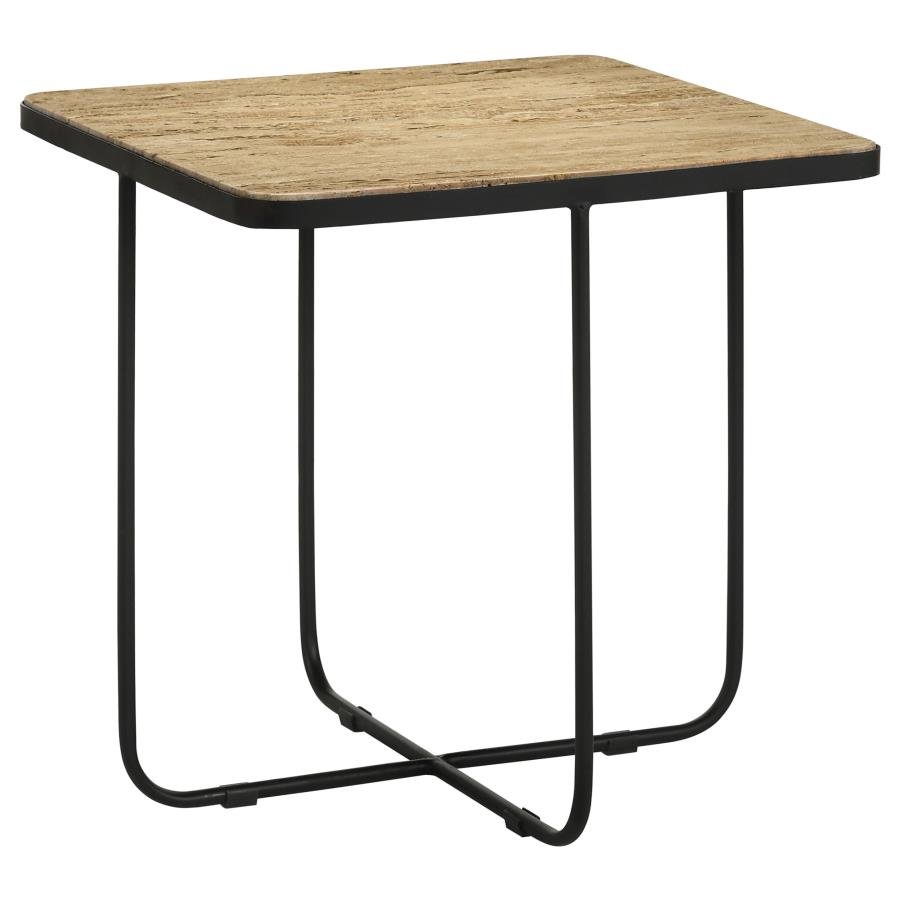 ELYNA SQUARE STONE TOP ACCENT SIDE TABLE BEIGE
