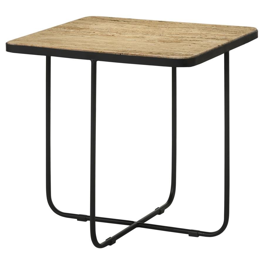 ELYNA SQUARE STONE TOP ACCENT SIDE TABLE BEIGE - Image 4
