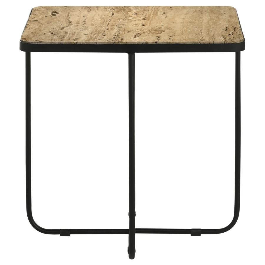 ELYNA SQUARE STONE TOP ACCENT SIDE TABLE BEIGE - Image 5