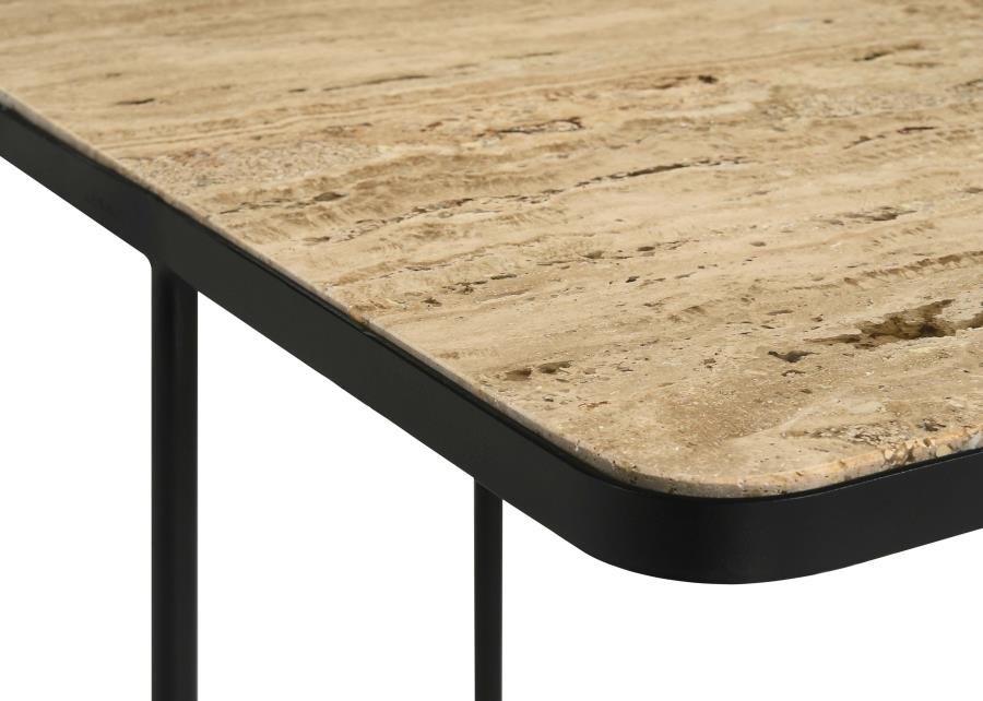 ELYNA SQUARE STONE TOP ACCENT SIDE TABLE BEIGE - Image 6