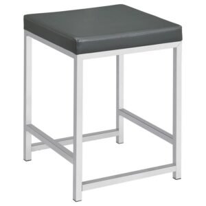 AFSHAN UPHOLSTERED SQUARE PADDED VANITY STOOL CHROME