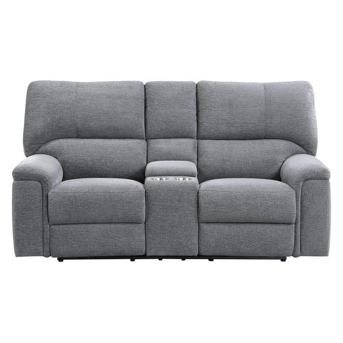 9413CC-2PWH Power Double Reclining Love Seat with Center Console and Power Headrests