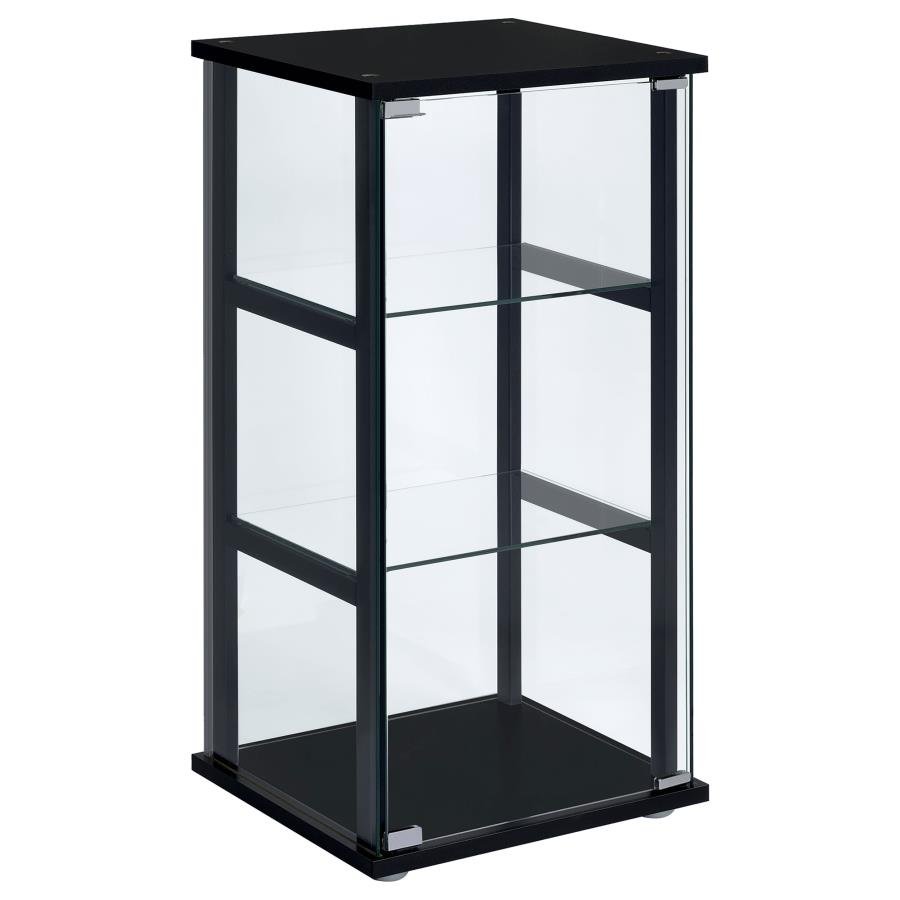 CYCLAMEN 3-SHELF CLEAR GLASS CURIO DISPLAY CABINET BLACK