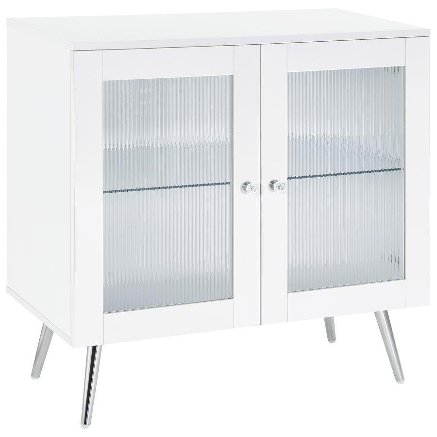NIETA 2-DOOR ENGINEERED WOOD ACCENT CABINET WHITE HIGH GLOSS