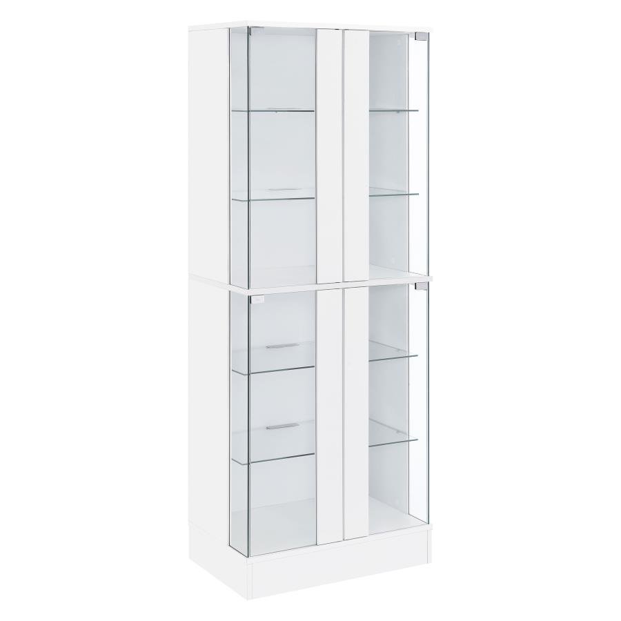 CABRA 4-DOOR LED CURIO DISPLAY CABINET WHITE HIGH GLOSS